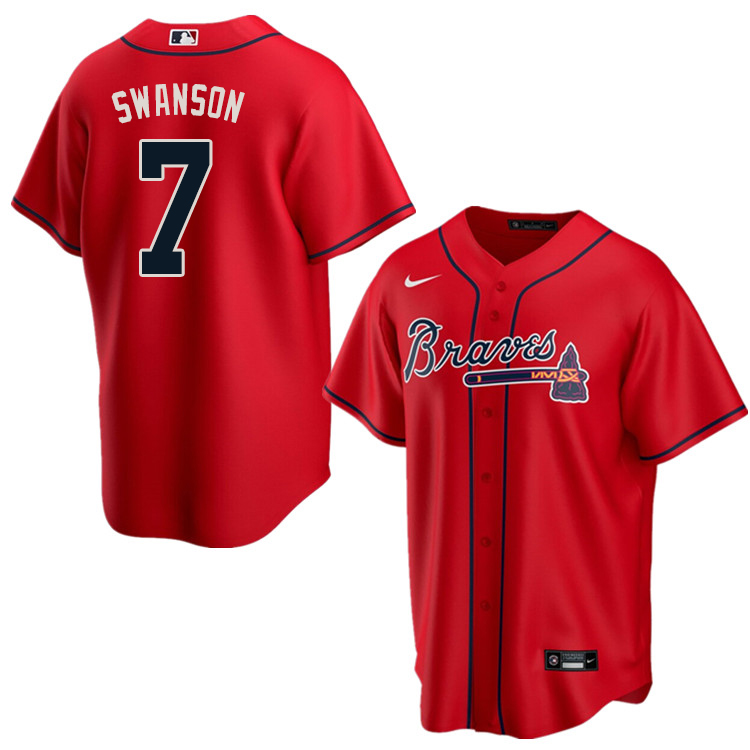 Nike Men #7 Dansby Swanson Atlanta Braves Baseball Jerseys Sale-Red